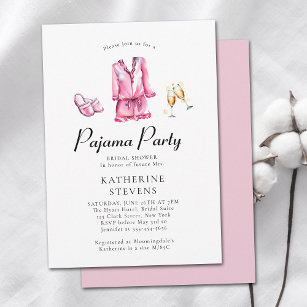 Invitation Pajama Party Stwood PJ Champagne Fête des mariées