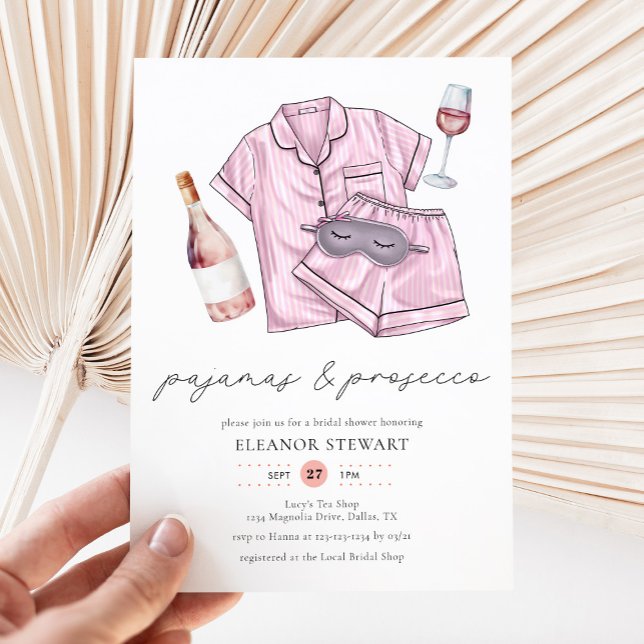 Invitation Pajama Party Stwood PJ Prosecco Fête des mariées (Créateur téléchargé)