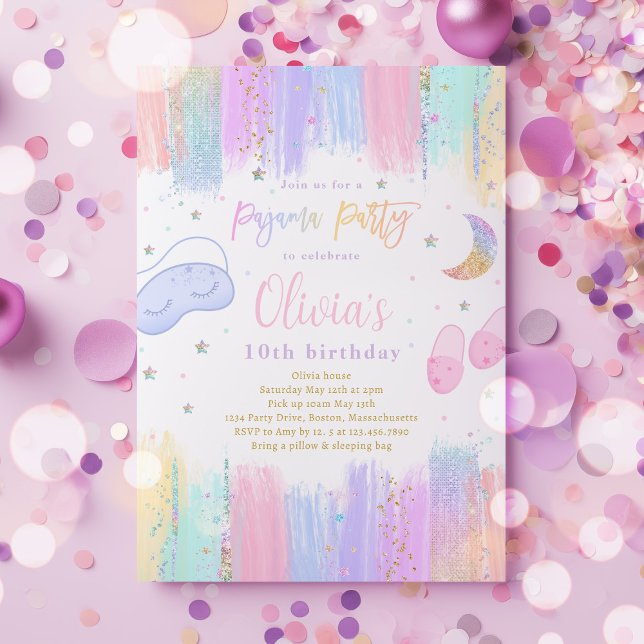 Invitation Pajama Slepover Anniversaire Fête Adolescent Tween (Créateur téléchargé)