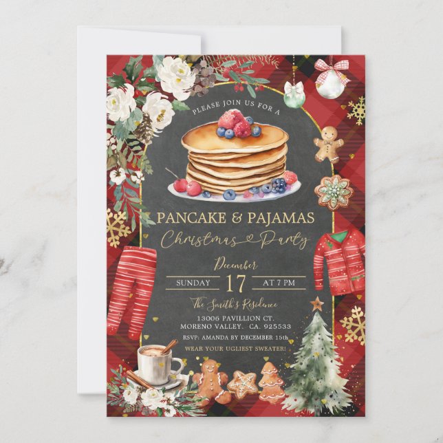 Invitation Pajamas de crêpes de Noël Plaid Noël (Devant)