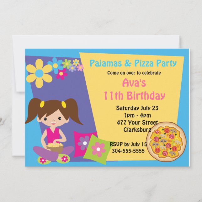 Invitation Pajamas et fête de la pizza (Devant)