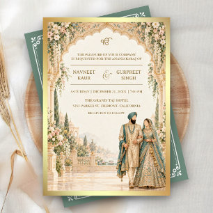 Invitation Palais d'ivoire turquoise Arche Mariage Sikh