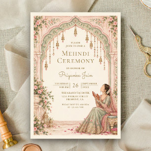 Invitation Palais Floral Rose Arche de Mariée Cérémonie Mehnd