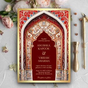 Invitation Palais Royal Arche Rouge Photo Mariage Indien Marr