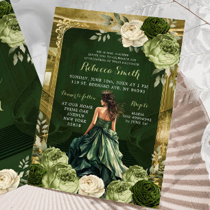 Invitation Palais Royal Sage & Hunter Green Mis Quince