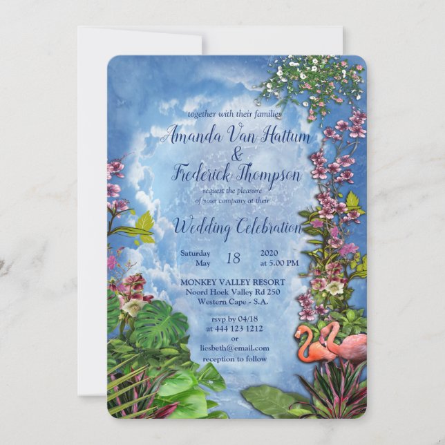 Invitation Palais Tropical Vintage de Marbre Bleu (Devant)