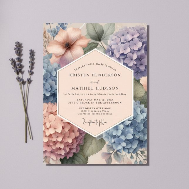 Invitation Pale Blue Hydrangea Floral Wedding (Créateur téléchargé)