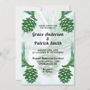Invitation Pale Green Pine Cone Mariage