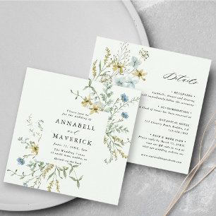 Invitation Pale Green Tout en un Mariage Fleur sauvage délici