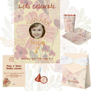 Invitation Pale Jaune Indien Rouge Floral Aquarelle