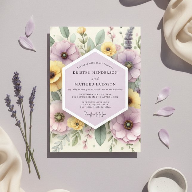 Invitation Pale Lavender Botanical Whimsy Wedding (Créateur téléchargé)