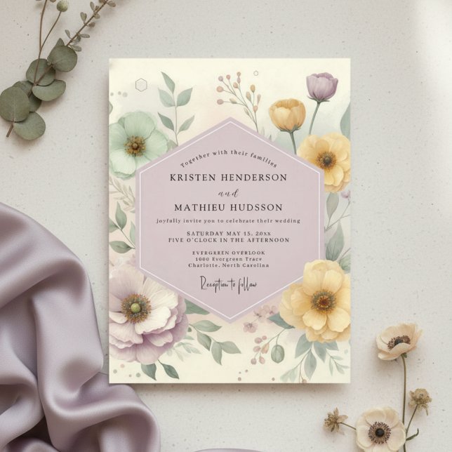 Invitation Pale Lavender Floral Whimsical Wedding (Créateur téléchargé)