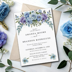 Invitation Pale Lilac Dusty Bleu Jardin botanique Mariage