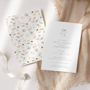 Invitation Pale Moderne Simple Floral Douche nuptiale Invitat
