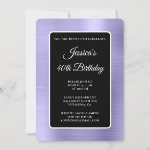 Invitation Pale Purple Foil Noir et blanc 40e anniversaire