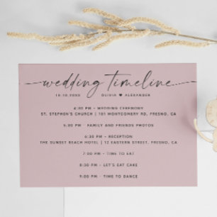 Invitation Pale rose pâle minimaliste mariage chronologie