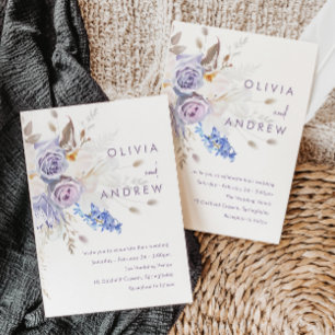 Invitation Pale violet Lavender Rose Mariage moderne