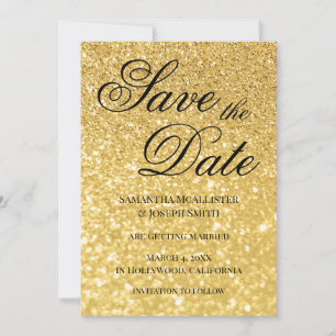 Invitation Pale Yellow Gold Bokeh Parties scintillant Enregis