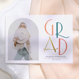 Invitation Palette Arc Turquoise & Or & Grad Photo Graduati