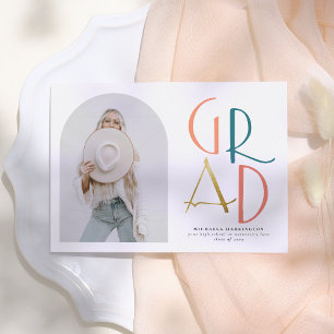 Invitation Palette Arc Turquoise & Or & Grad Photo Graduati