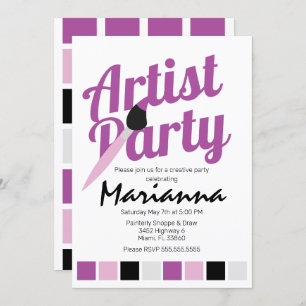 Invitation Palette Artist Party Anniversaire Purple Invitatio