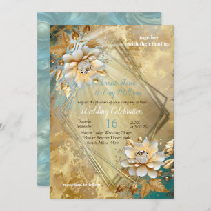 Invitation Palette bleu clair sur la conception de barogue or