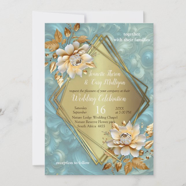 Invitation Palette bleu clair sur une conception de barogue e (Devant)