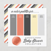 Palette couleur Baby shower orange gris jaune