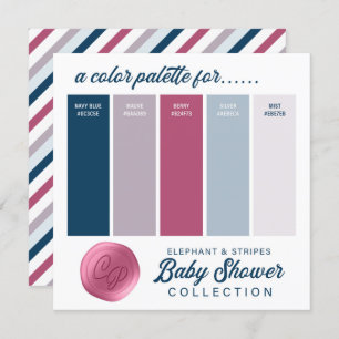 Invitation Palette couleur bleu marine et Baby shower rose