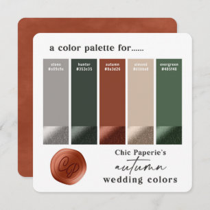 Invitation Palette couleur Mariage de automne vert de chasse-