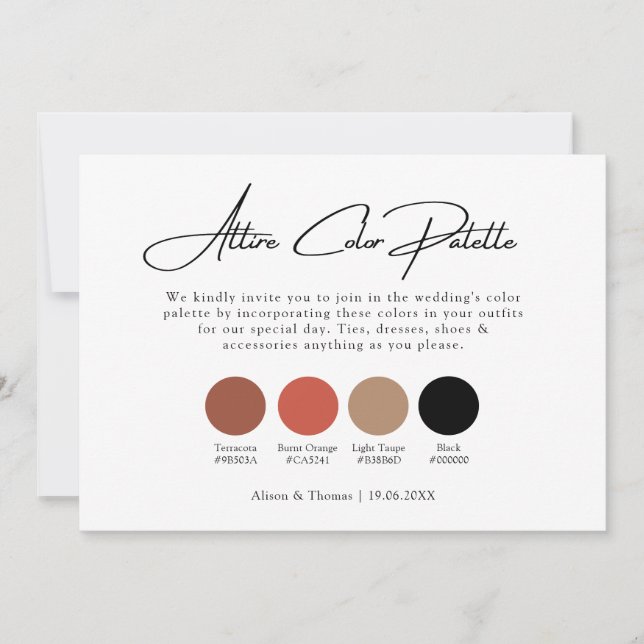 Invitation Palette couleur Mariage orange brulé Boho (Devant)