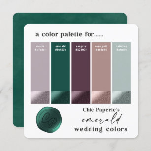 Invitation Palette couleur Mariage vert violet Rose or