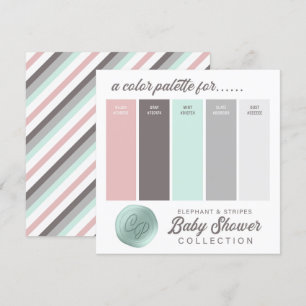 Invitation Palette couleur rose et Baby shower à la menthe