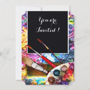 INVITATION PALETTE D'ART DE COULEUR ARTISTE MONTRER LA GALERI