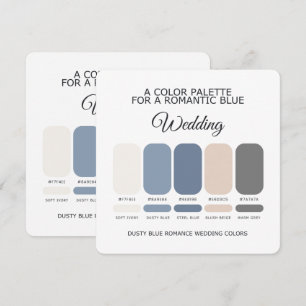 Invitation Palette de couleurs de mariage bleu poussiéreux ro
