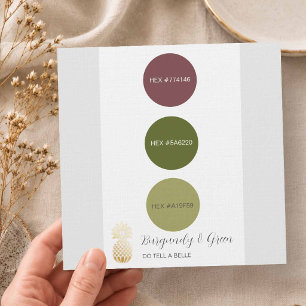 Invitation Palette de couleurs de mariage bordeaux et vert