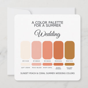 Invitation Palette de couleurs de mariage d'été Corail pêche