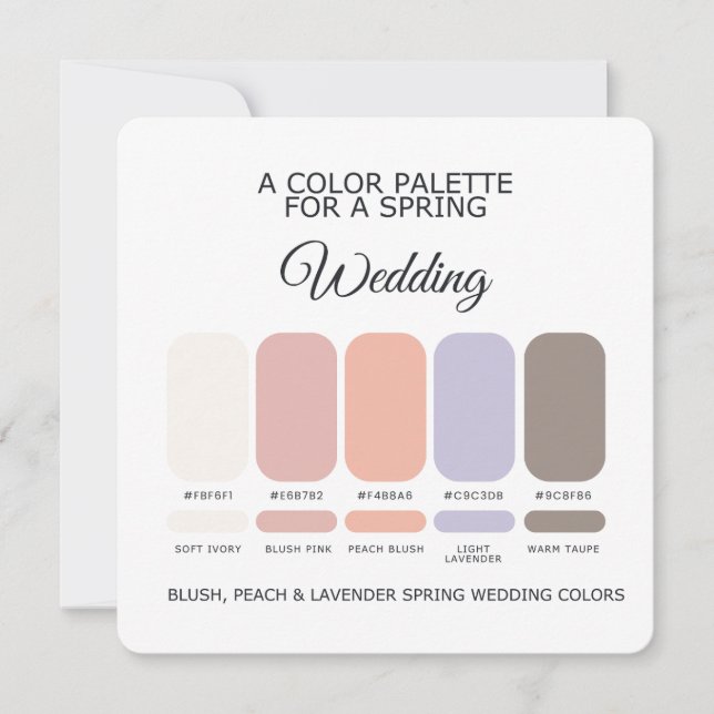 Invitation Palette de couleurs de mariage printanier 2026 Car (Devant)