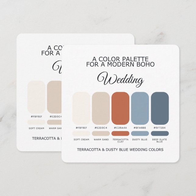 Invitation Palette de couleurs de mariage Terracotta Dusty Bl (Devant / Derrière)