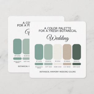 Invitation Palette de couleurs de mariage vert botanique Cart