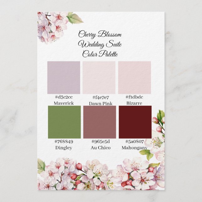 Invitation Palette de couleurs de printemps Sakura (Devant)