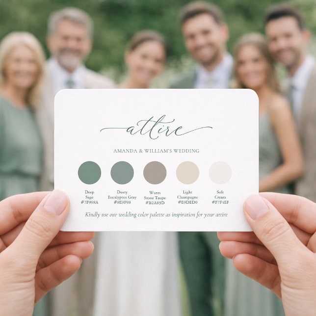 Invitation Palette de couleurs de tenue de mariage Deep Sage (Créateur téléchargé)