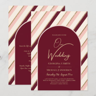 Invitation Palette de couleurs Mariage or rose Bourgogne