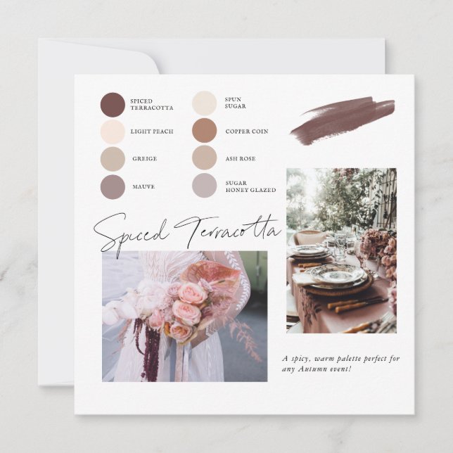 Invitation Palette de couleurs pêche rose poussiéreuse en ter (Devant)