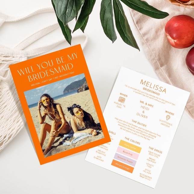 Invitation Palette de couleurs photo Be My Bridesmaid Proposi (Créateur téléchargé)