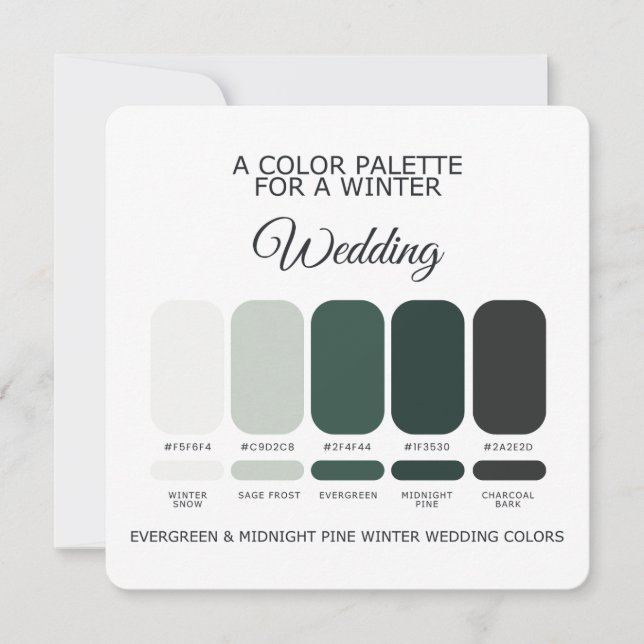 Invitation Palette de couleurs pour un mariage d'hiver 2026 C (Devant)