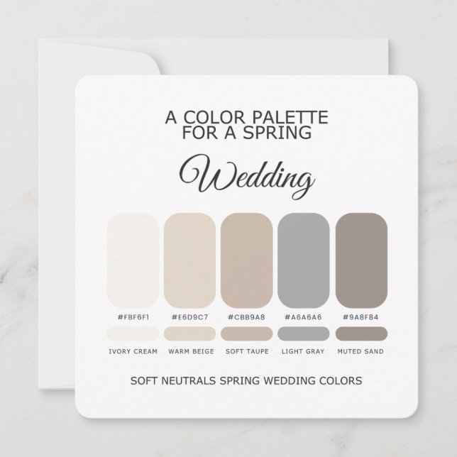 Invitation Palette de mariage de printemps 2026 aux neutres d (Devant)