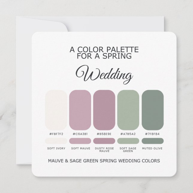 Invitation Palette de mariage Mauve Sage Vert Printemps 2026  (Devant)