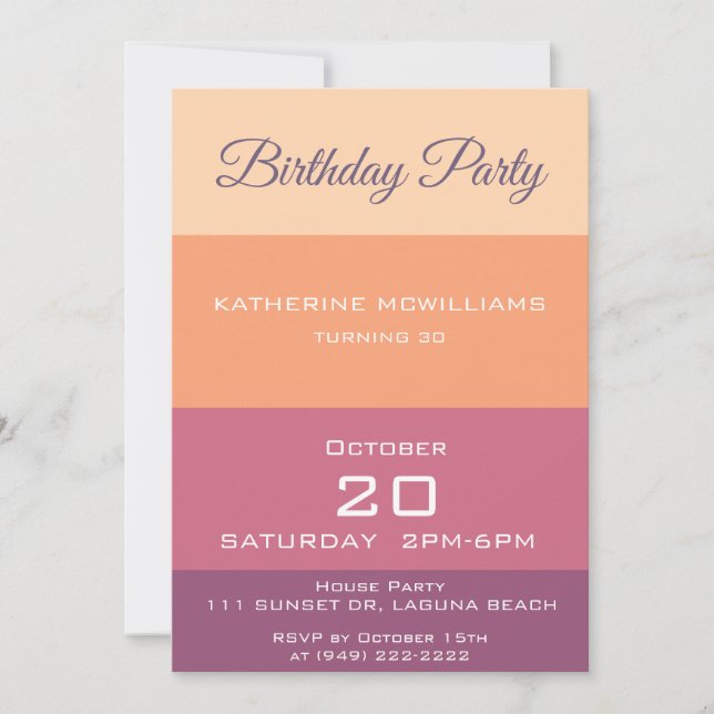 Invitation Palette de récolte de fête d'anniversaire (Devant)