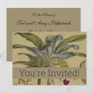 Invitation Palm Antique Fruit Tropical Art Botanique